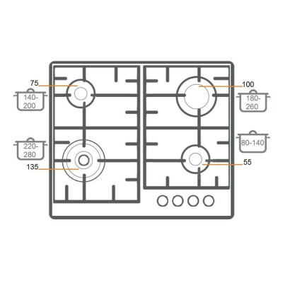 Газовая панель FHGR 2744 VGHT White-Antique