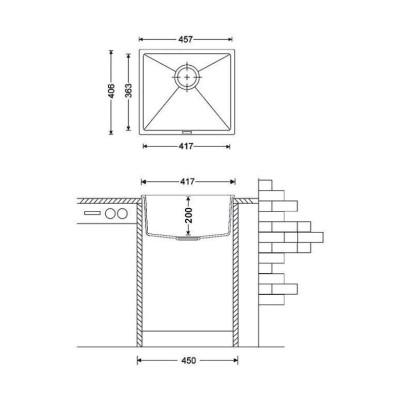 Гранитная мойка Quadro 45x40 Espresso