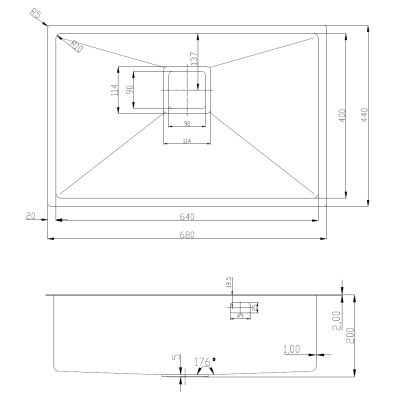 Нерж. мойка Quadro 68 Celldecor