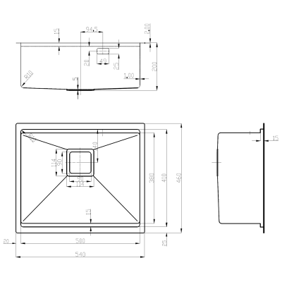 Нержавіюча мийка Quadro Center 54 Celldecor Nano Graphite