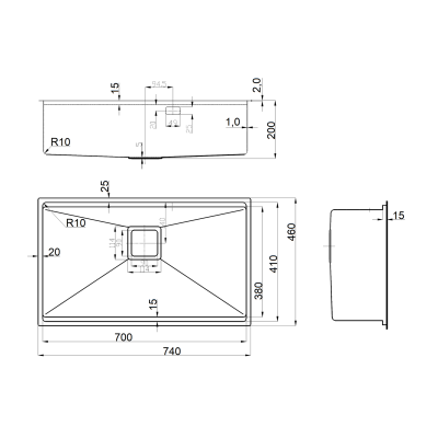 Нержавеющая мойка Quadro Center 74 Celldecor