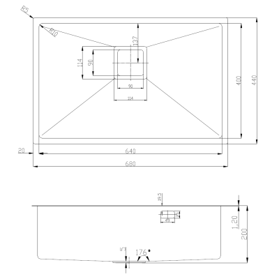 Нерж. мойка Quadro 68 R10 (68x44) 1,20 мм