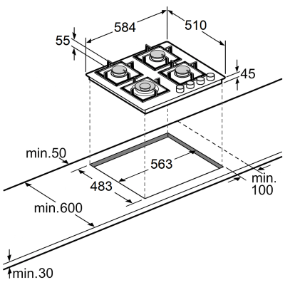Варильна поверхня газова FHG 8244 VGHT Titanium Glass
